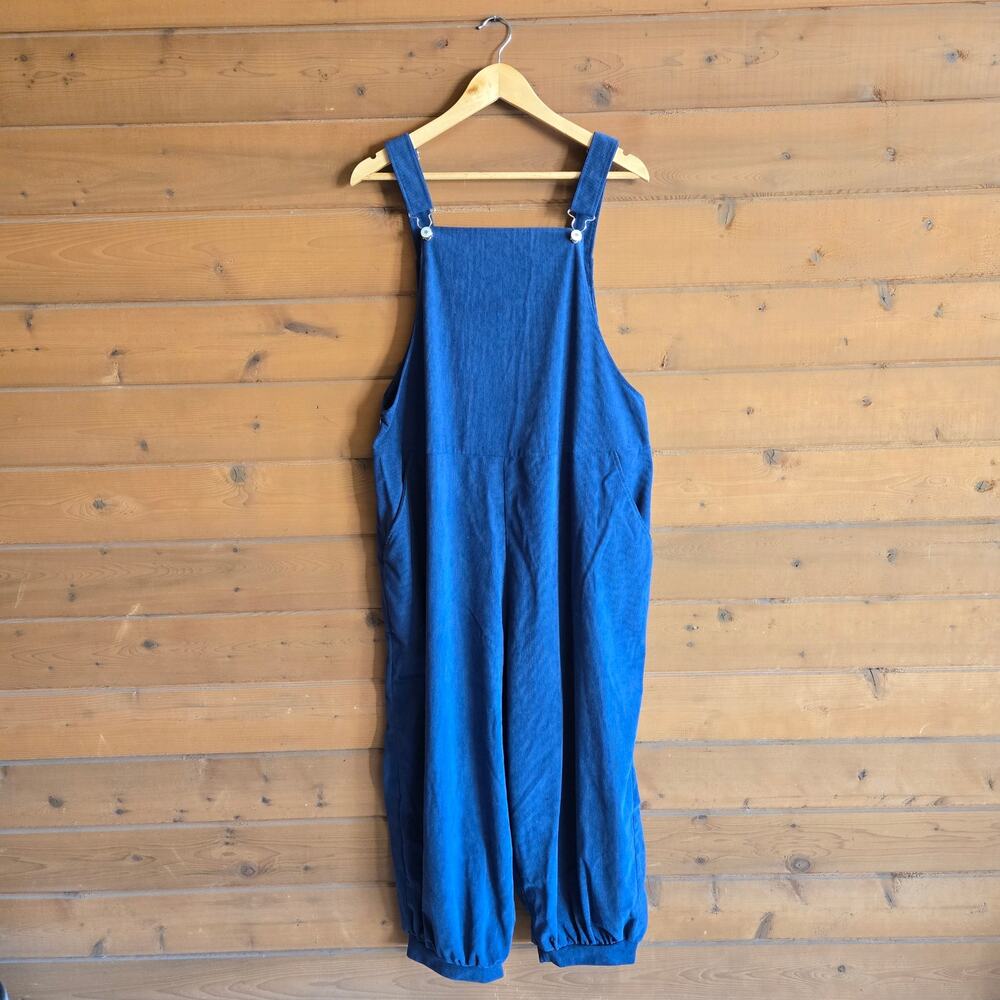 Shein Curve Corduroy Overalls Jogger 2XL Blue Fall Cottagecore Boho Granola Y2K